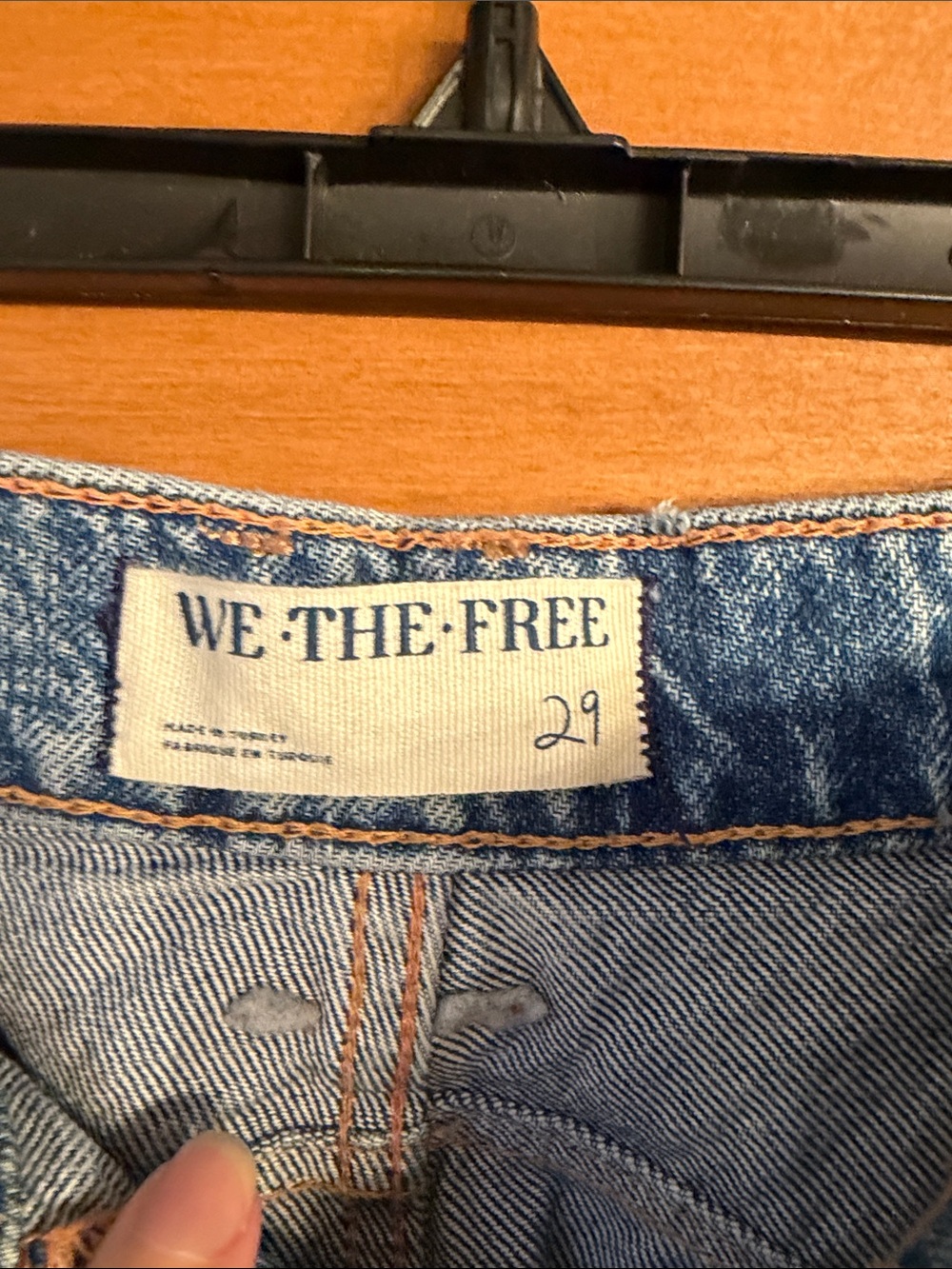 Free People Blue Denim Boyfriend Jeans with Heart Patches - Picture 2 of 4